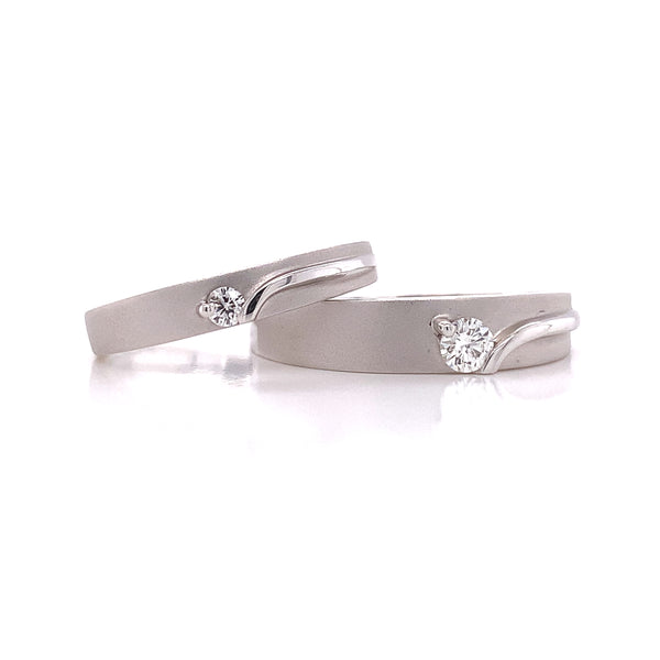 Satin Finish Curve Diamond Wedding Set