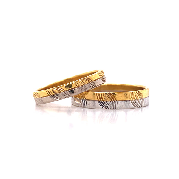 White Yellow Etching Wedding Set