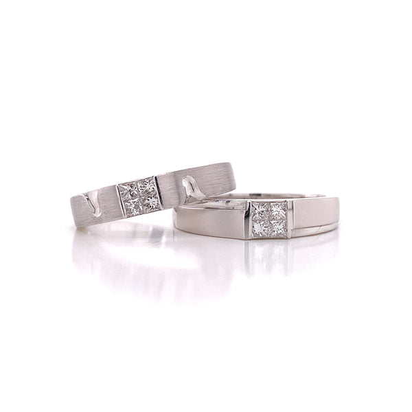 Princess Diamond Satin Finish Wedding Set