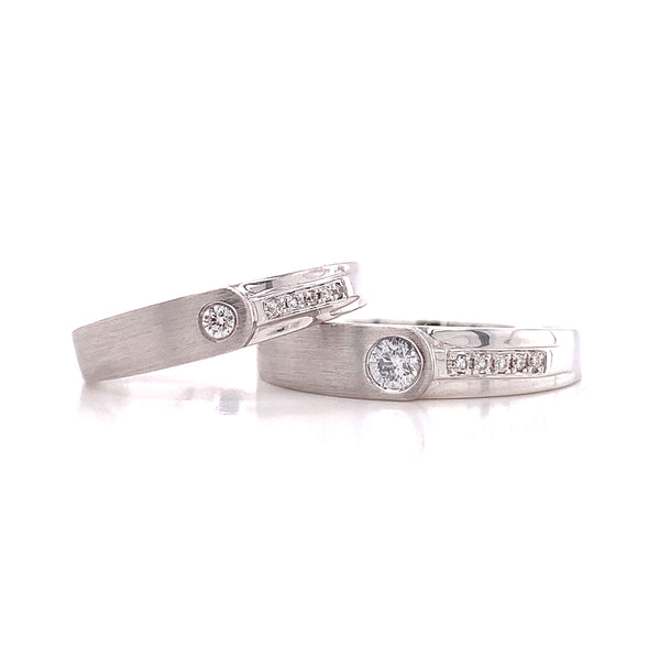 Satin Polish Contrast Diamond Wedding Set