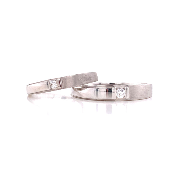 Satin Polished Gold Diamond Wedding Set
