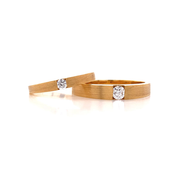 Yellow Gold Matte Finish Wedding Set