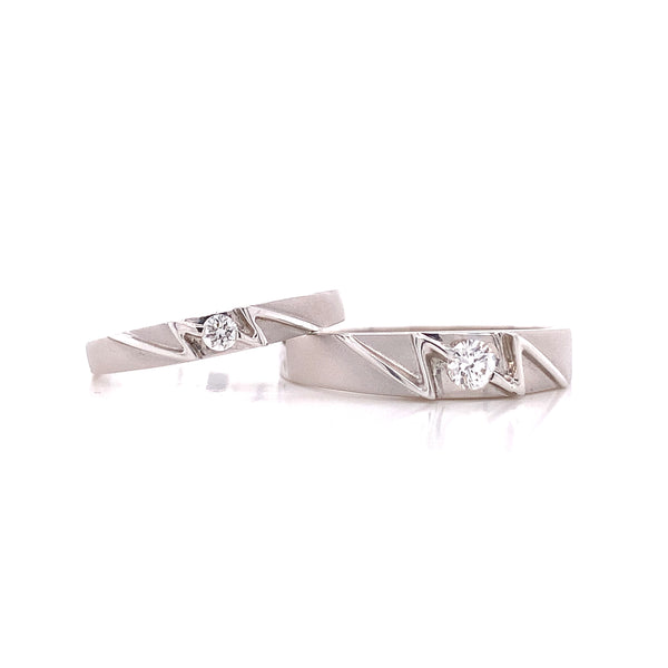 Zig Zag Diamond Wedding Set