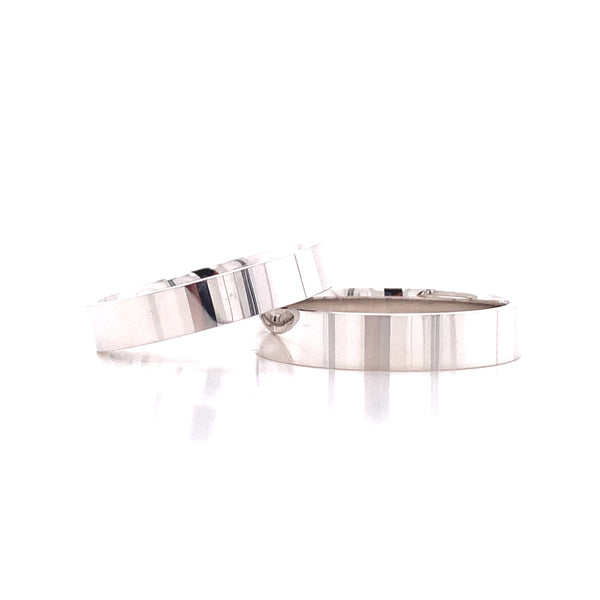 White Gold Flat Wedding Set