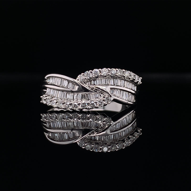 Diagonal Curves Diamond Ring