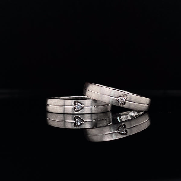 Center Heart Diamond Wedding Set