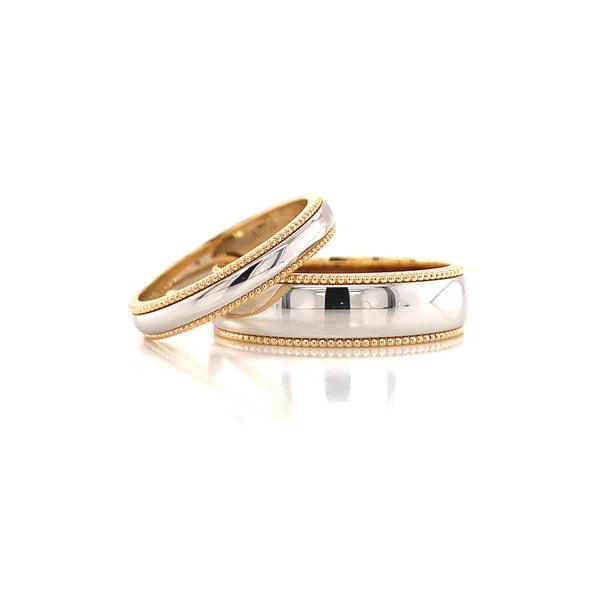 Two Tone Milgrain Wedding Set