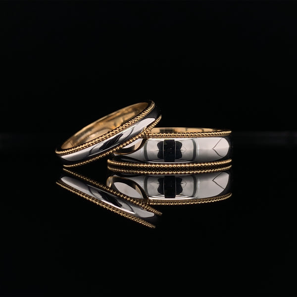 Two Tone Milgrain Wedding Set