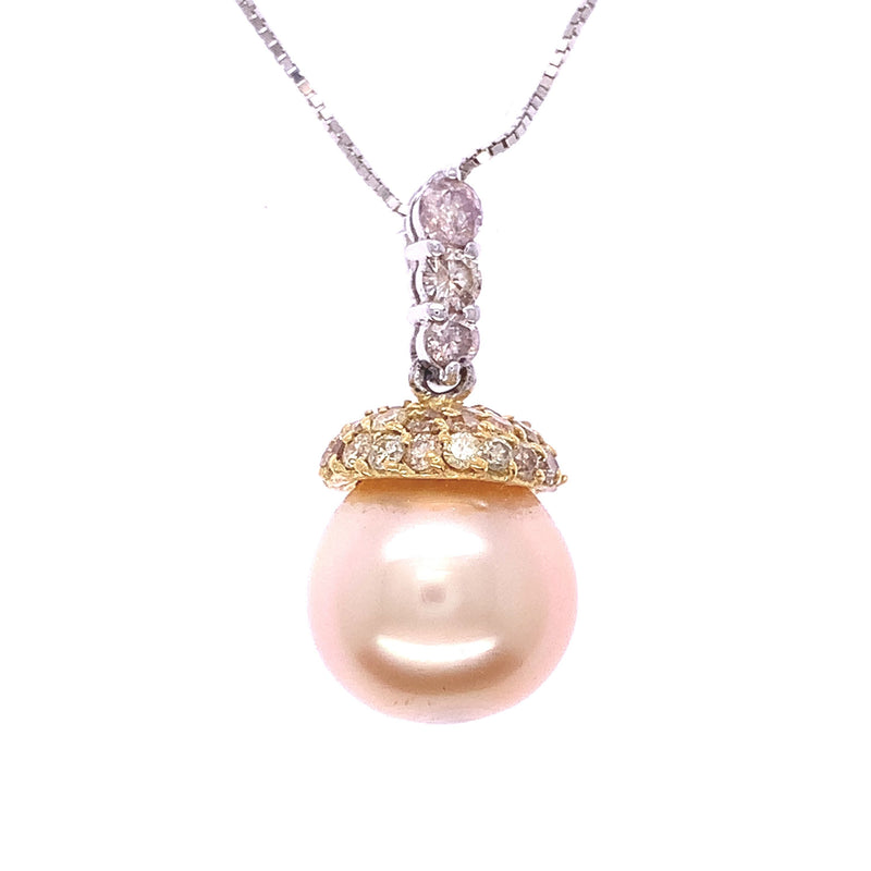 Yellow Cap Diamond Pearl Pendant