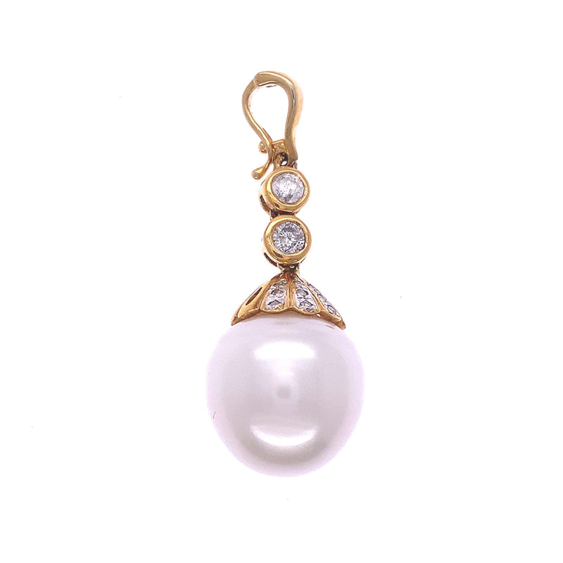 Yellow Circles Diamond Pearl Pendant
