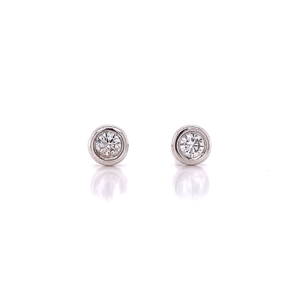 White Gold Bezel Diamond Earring Studs Small