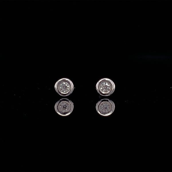 White Gold Bezel Diamond Earring Studs Small