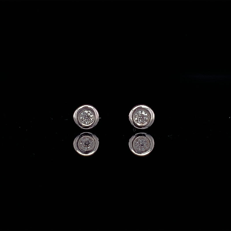 White Gold Bezel Diamond Earring Studs Small