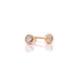Yellow Gold Bezel Diamond Earring Studs Medium