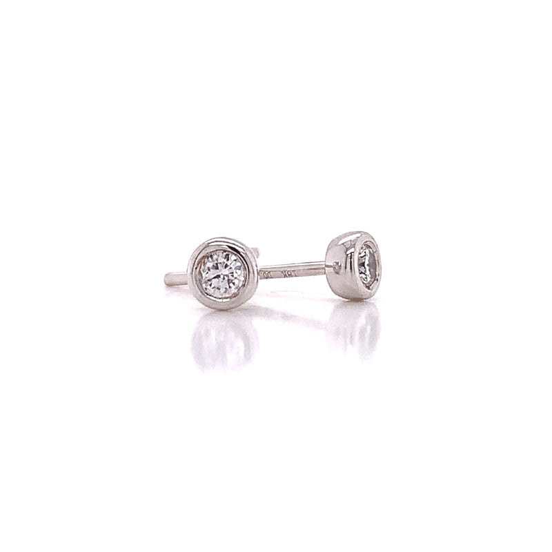 White Gold Bezel Diamond Earring Studs Small