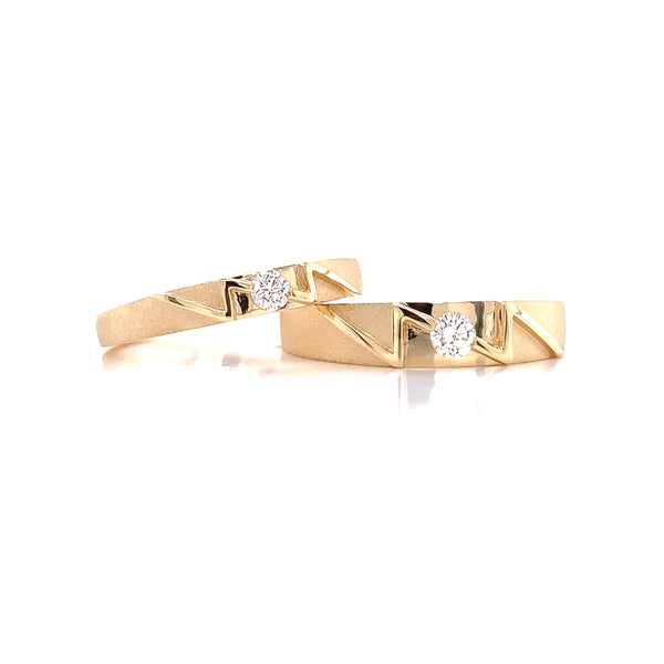 Yellow Zig Zag Diamond Wedding Set