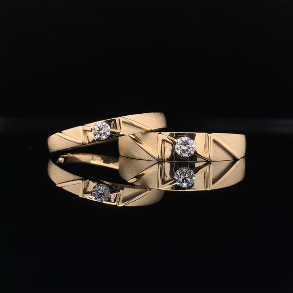 Yellow Zig Zag Diamond Wedding Set