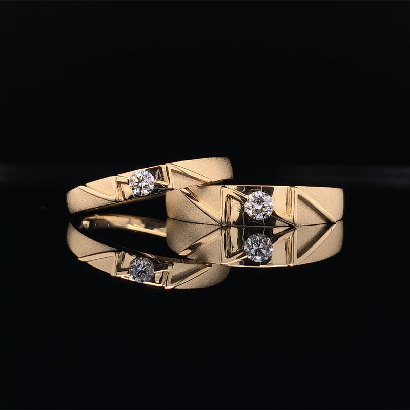 Yellow Zig Zag Diamond Wedding Set