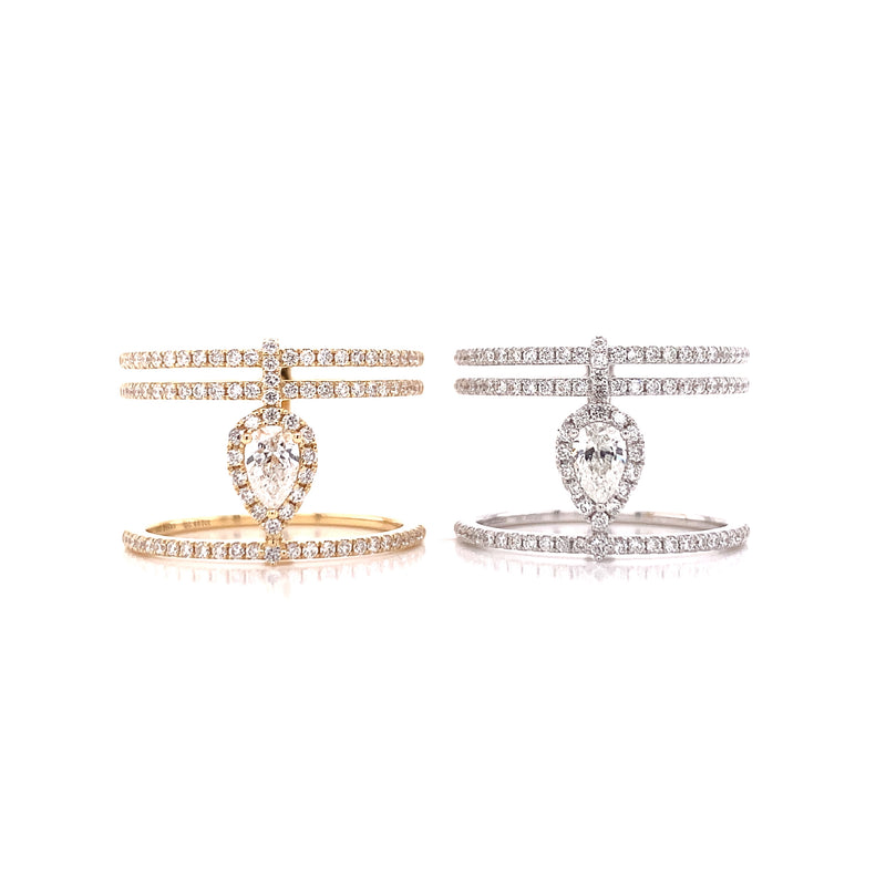 Yellow Aspire Pear Diamond Dress Ring