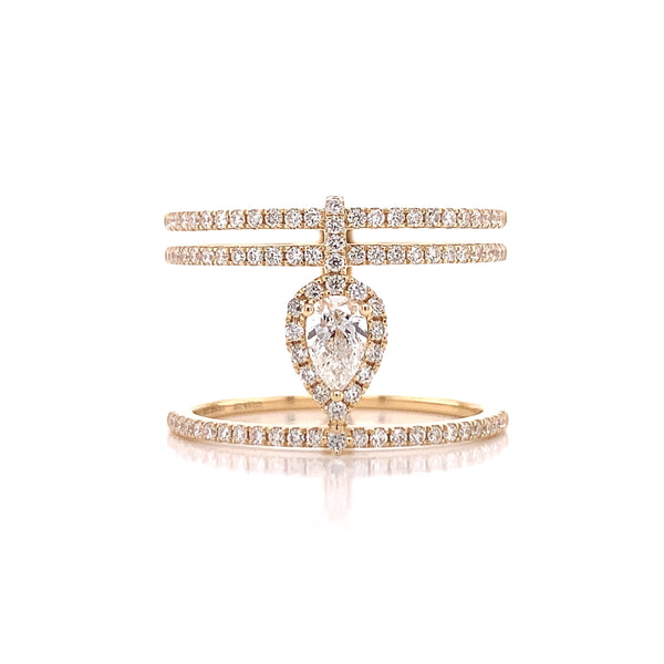 Yellow Aspire Pear Diamond Dress Ring