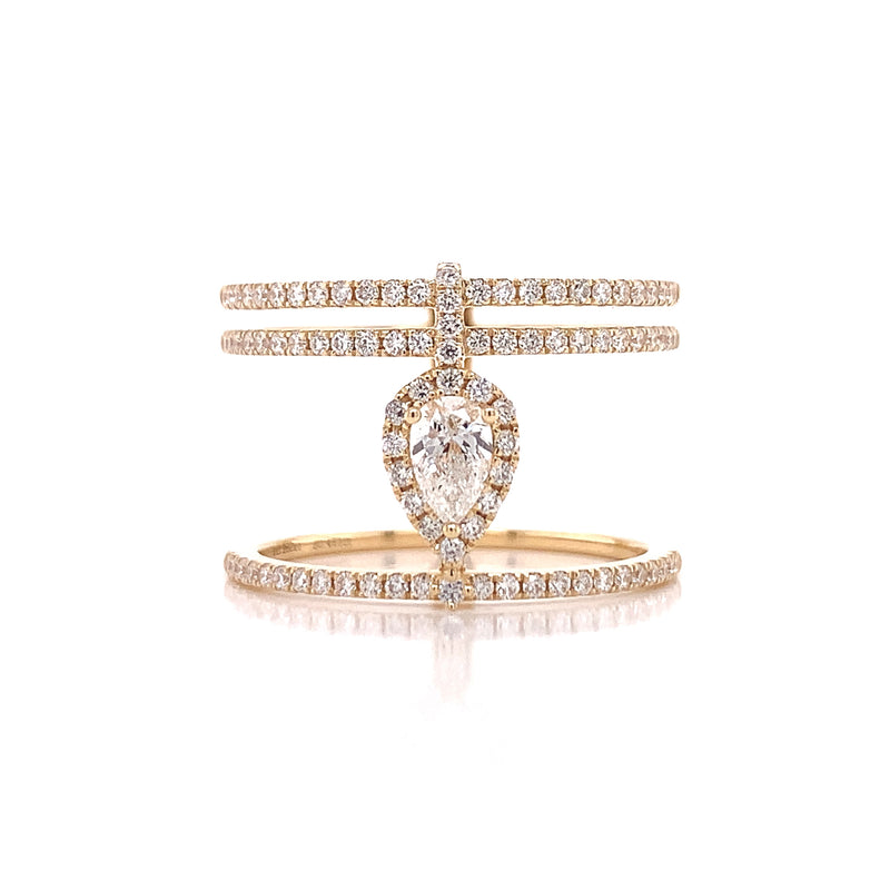 Yellow Aspire Pear Diamond Dress Ring