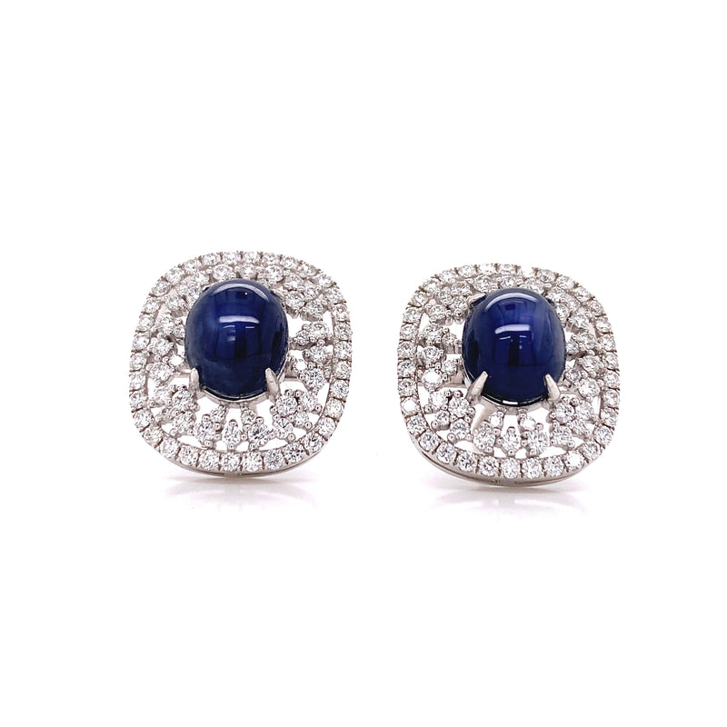 Cabochon Sapphire Diamond Earring