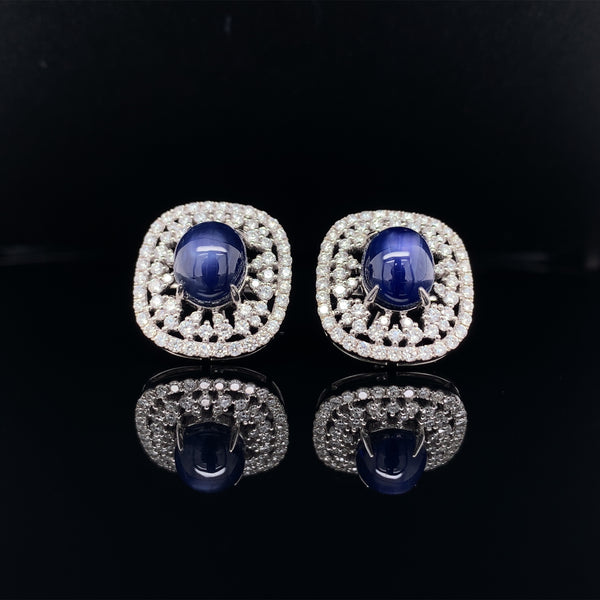 Cabochon Sapphire Diamond Earring