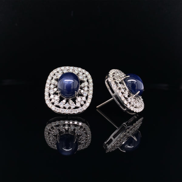 Cabochon Sapphire Diamond Earring