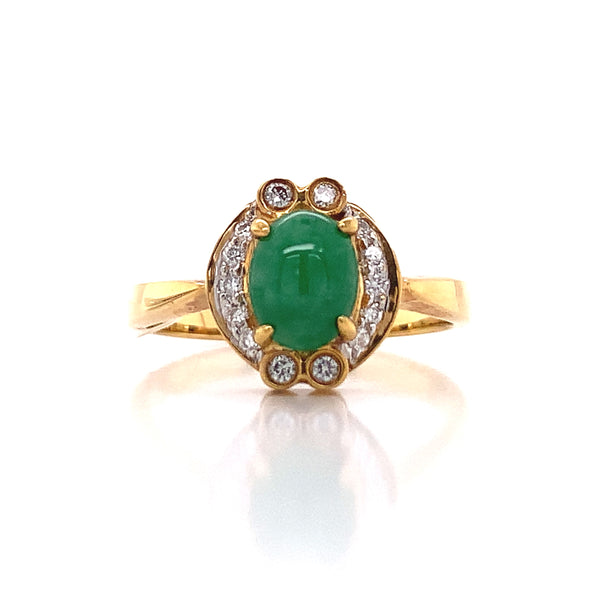 Yellow Gold Jade Diamond Ring