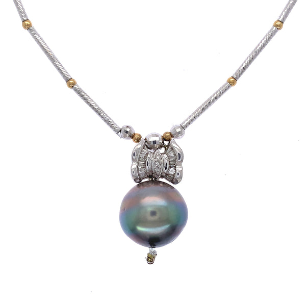 Tahitian Pearl Dot Dash Necklace