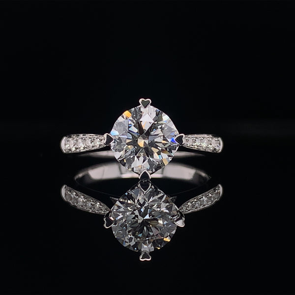 Heart Shape Prong Side Diamond Engagement Ring
