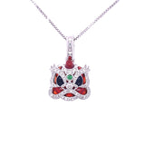 White Dancing Lion Pendant