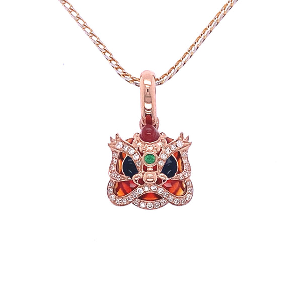 Rose Dancing Lion Pendant