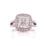 Rounded Halo Cushion Cut Diamond Ring
