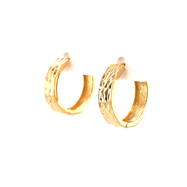 Gold Textured And Smooth Hoop Earrings