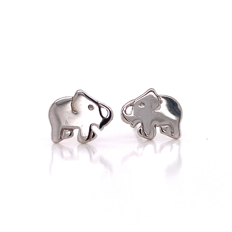White Gold Elephant Earring