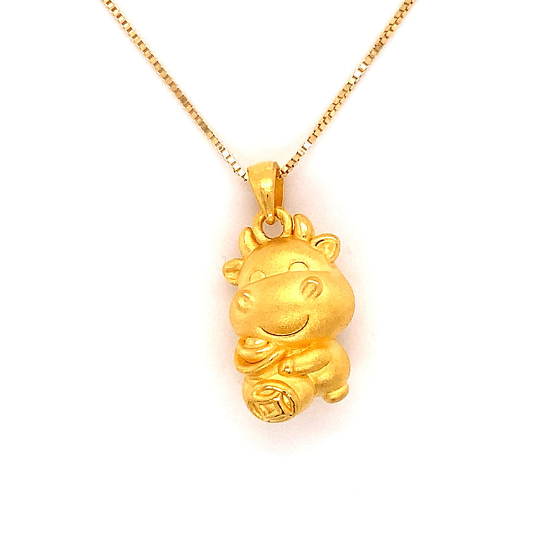 24K Fortune Cow Pendant