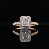 Yellow Cushion Cut Halo Diamond Ring 