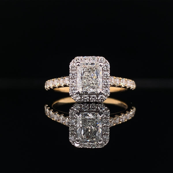 Yellow Cushion Cut Halo Diamond Ring 