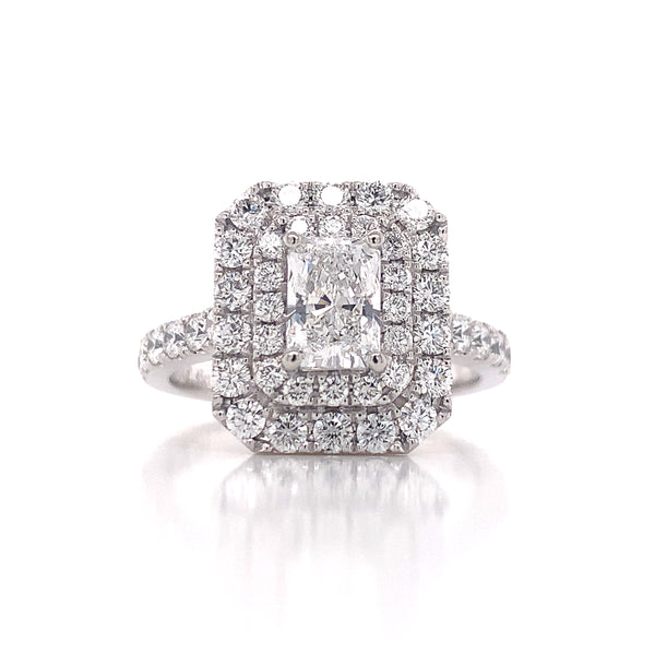 Double Halo Cushion Cut Diamond Ring