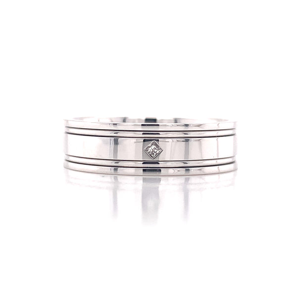 Men's Quad Line Ring With Diamond