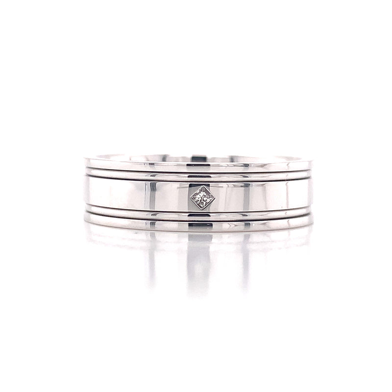 Men's Quad Line Ring With Diamond
