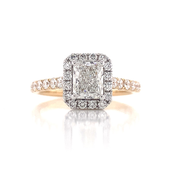 Yellow Cushion Cut Halo Diamond Ring 