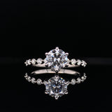 Round Cut Shared Prong Engagement Ring