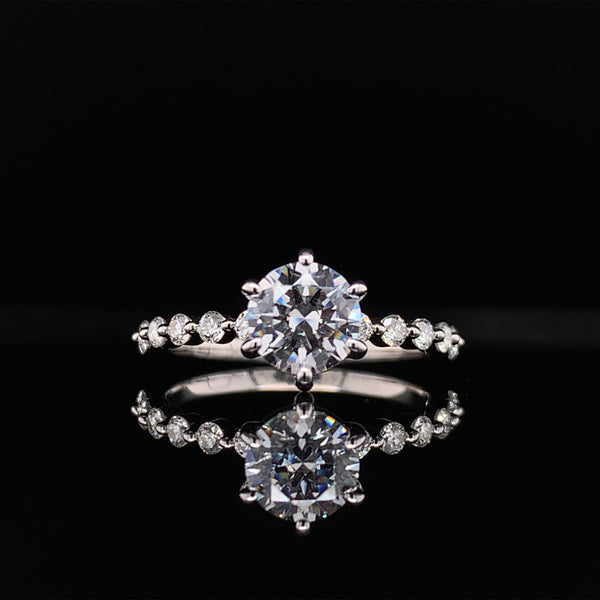 Round Cut Shared Prong Engagement Ring