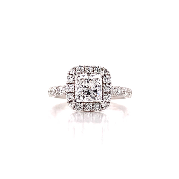 Princess Cut Diamond Ring In Halo Setting