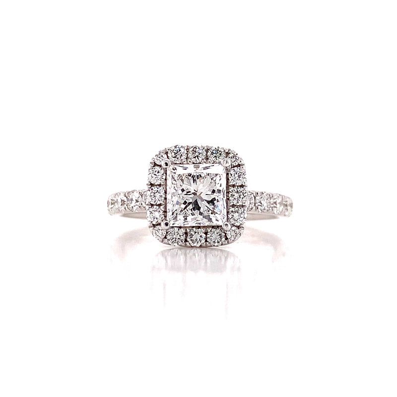 Princess Cut Diamond Ring In Halo Setting