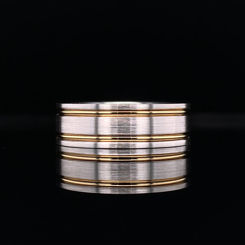 Double Line Two Tone Men's Wedding Ring