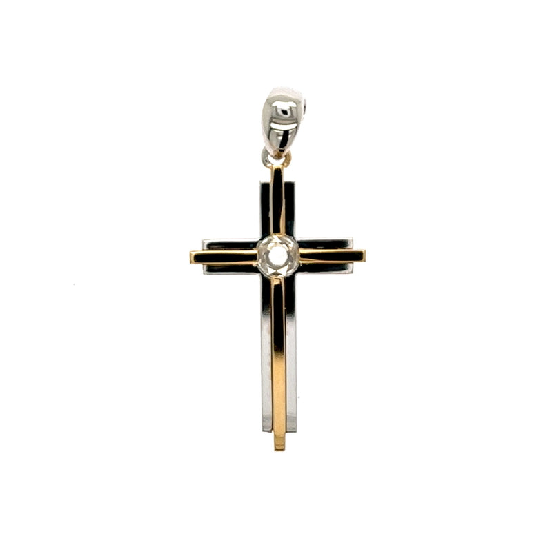 Two Tone Rose Cut Cross Pendant