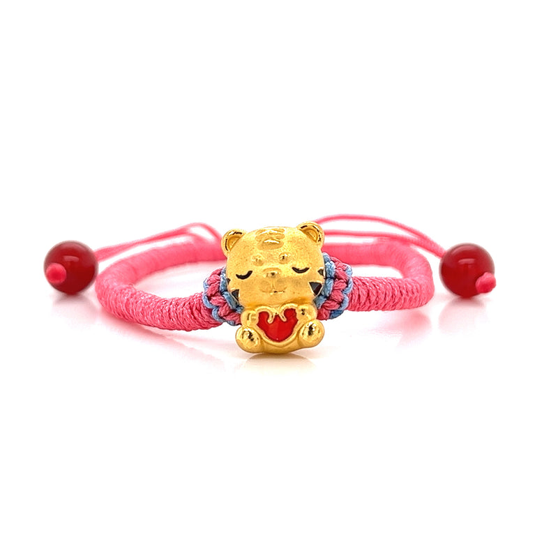 24k Pink Heart Tiger Bracelet